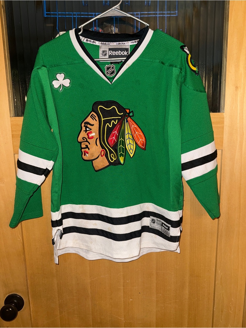 Vintage Reebok Chicago Blackhawks St Patrick's Day NHL Hockey Jersey Youth L/XL